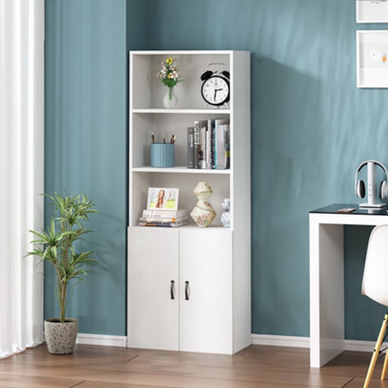Pure White Shelf Bookcase Modern & Contemporary Bookshelf with Doors for Office