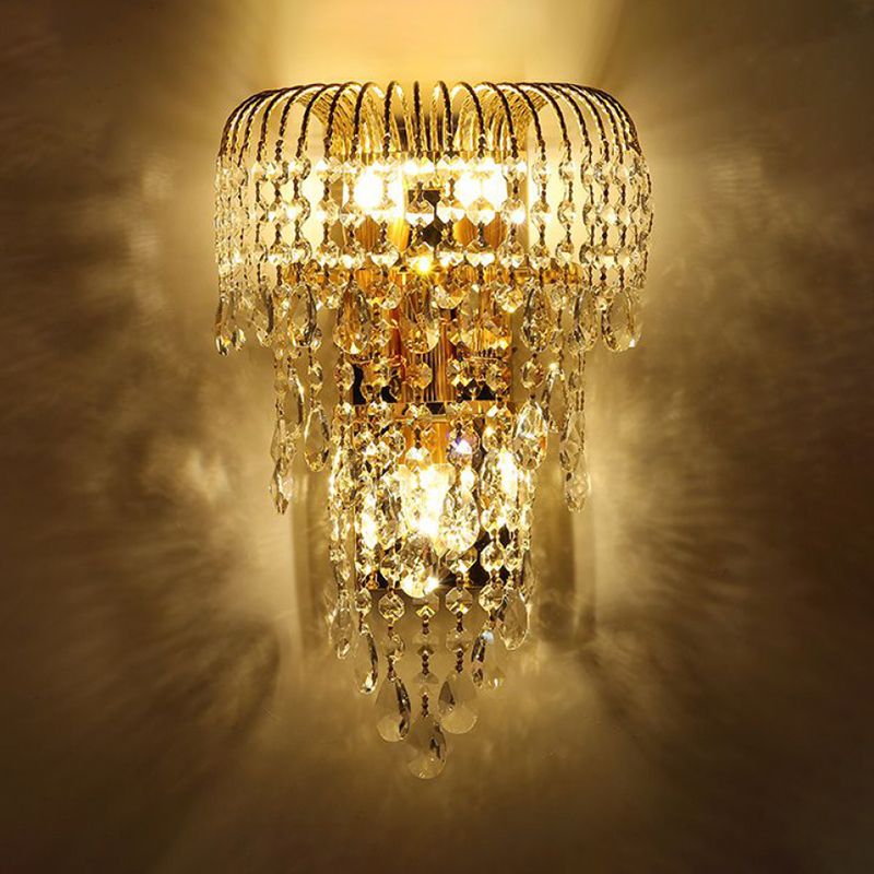 Lampe murale à goutte à goutte à cristaux en osier moderniste 3 lumières Éclairage d'applications de la chambre en or
