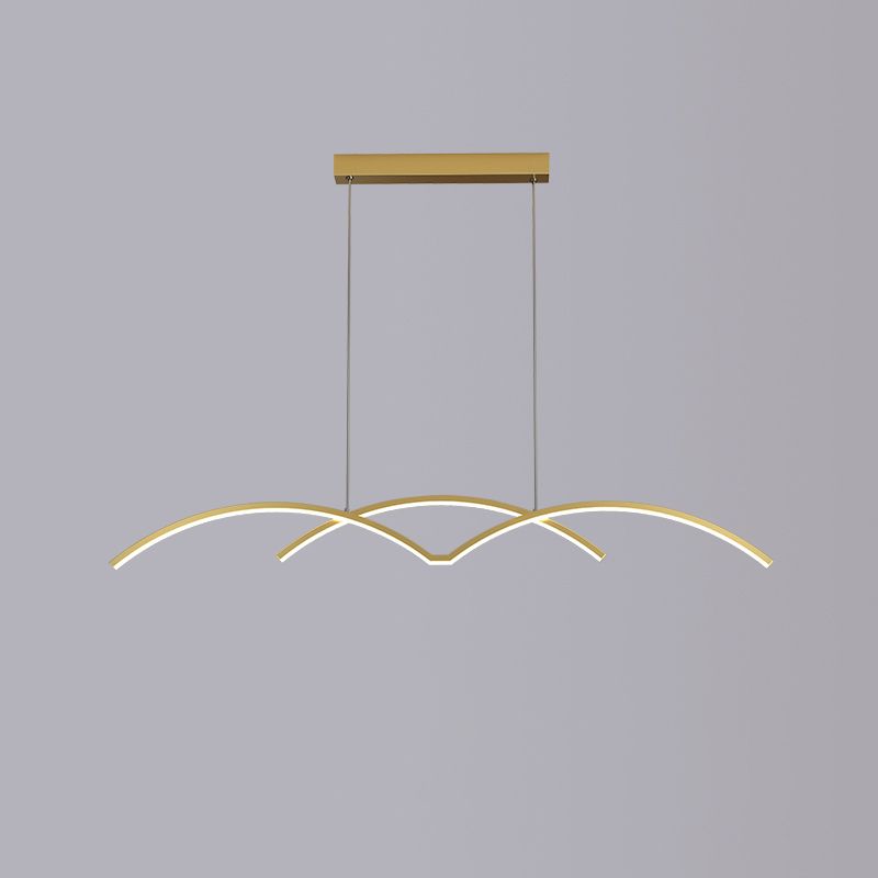 2 Light Linear Island Lights Contemporary Metal Island Pendants for Kitchen