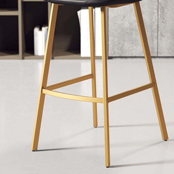 Modern Backrest Armless Counter Stool Iron Milk Tea Shop Bar Stool with Leather Cushion