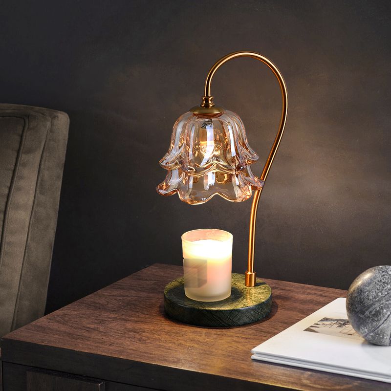 Moderner Stil Blumenform Tisch Beleuchtung Glas 1 Lichttischlampe ohne Dekorationen