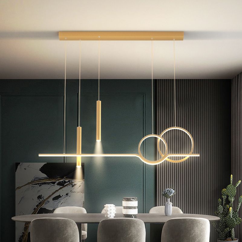 Postmodern Style Unique Shape Island Pendant Metal 5 Light Island Lighting for Dining Room
