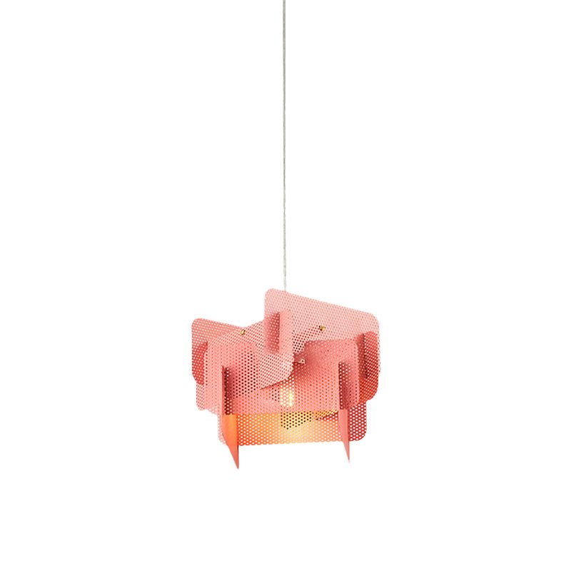 Staal gesplitst maasscherm druppel hanger Modern Vogue 1 kop roze/grijs hangende plafondlicht voor eetkamer