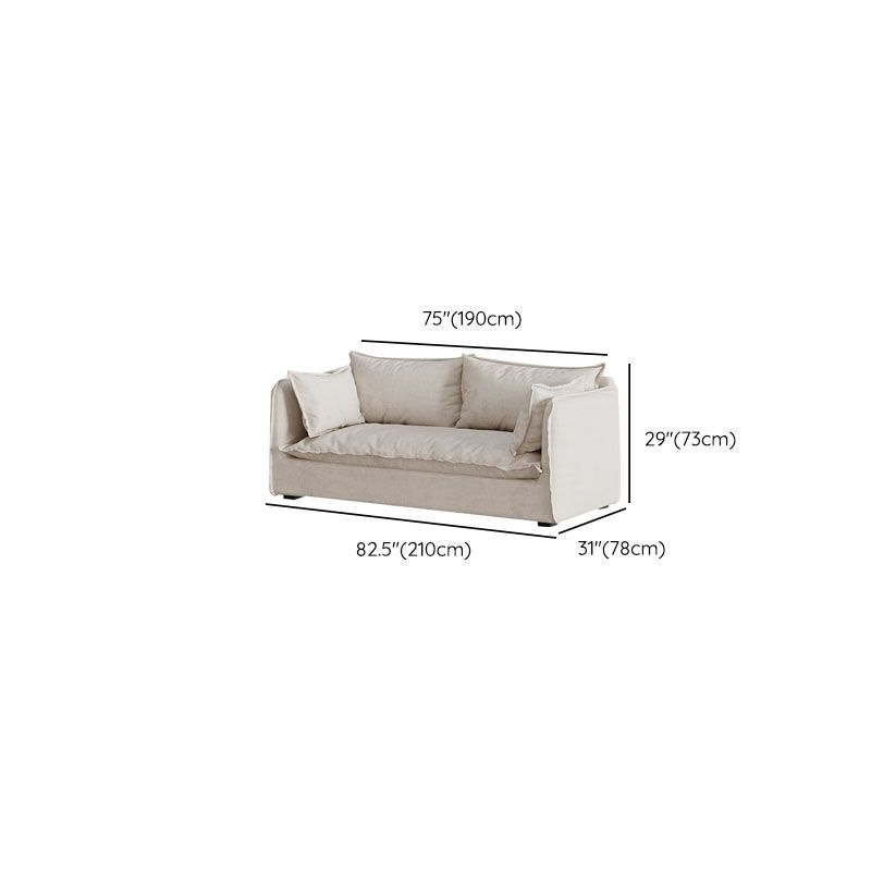 White Stationary Sofa Modern Square Arm Sofa for Living Room