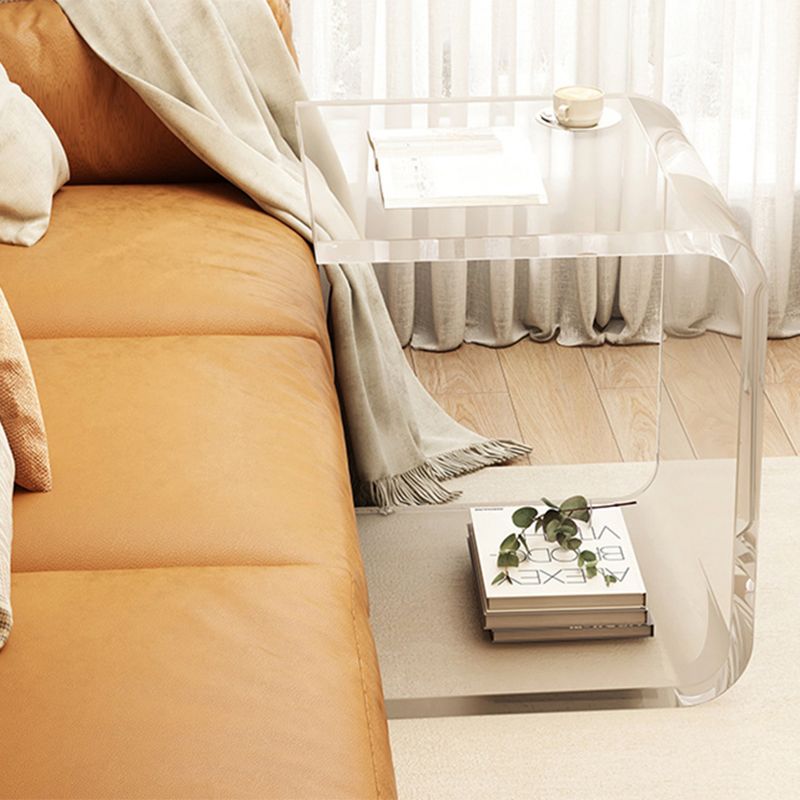 Modernistic Corner Table Plastic Rectangular Sled Living Room Accent Side Table