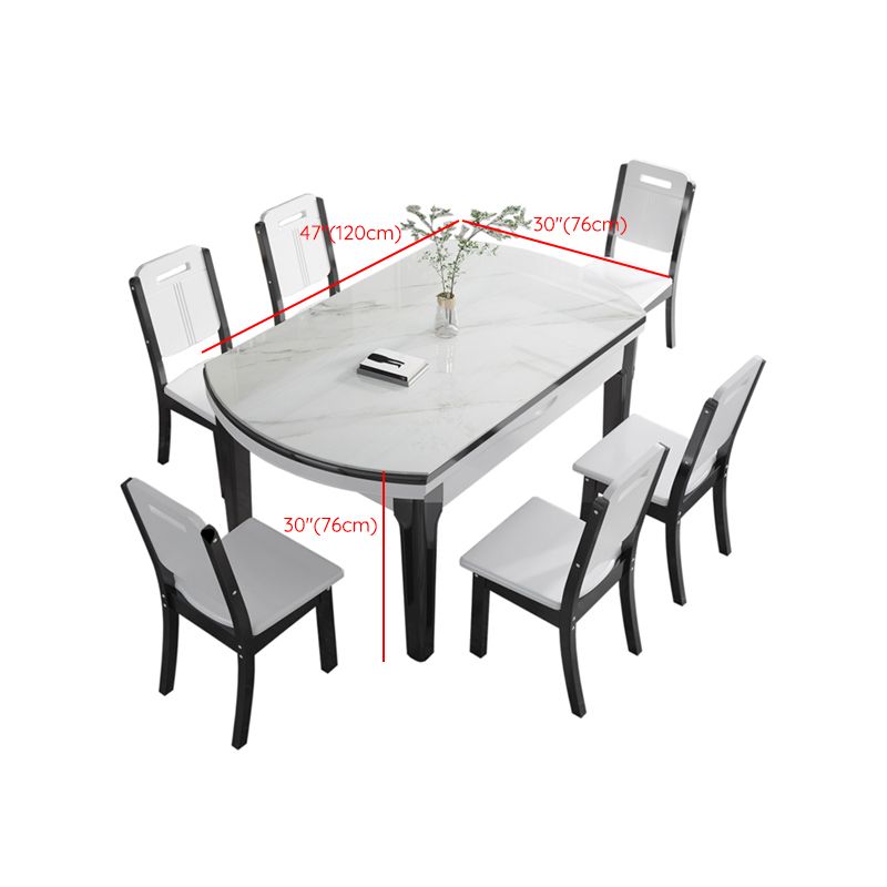 Foldable Dinette Table with Wood Base Modern Stone Top Dining Table