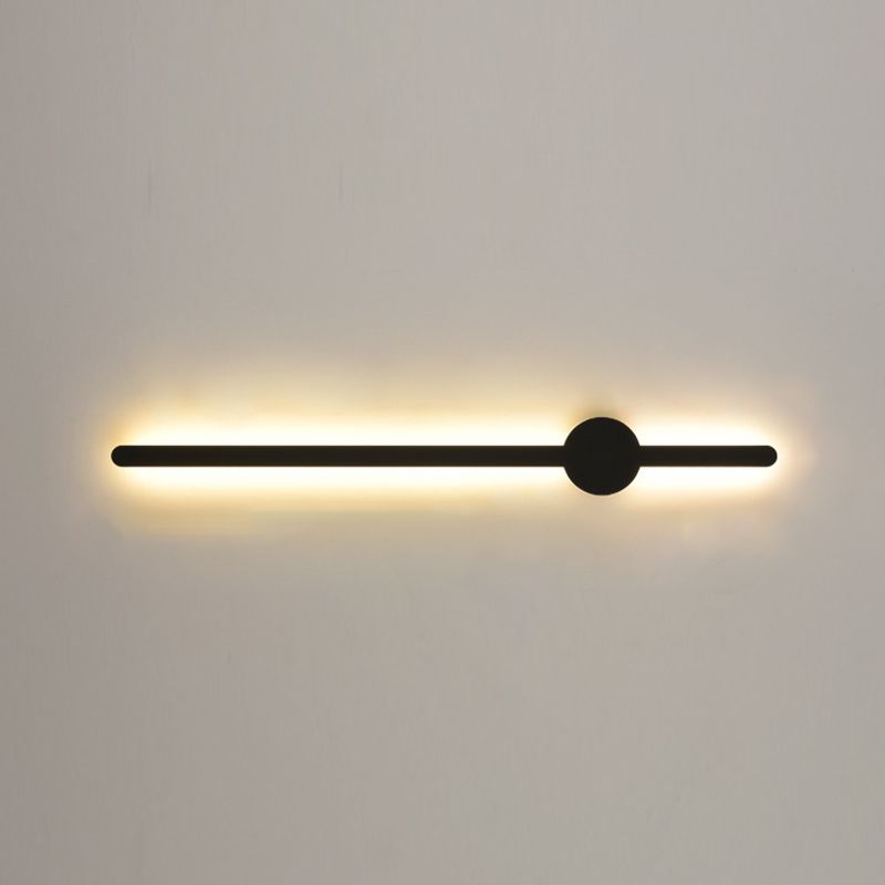 Simplicity Bar Shaped Vanity Lamp Metal Bathroom LED Wall Sconce Light in Black