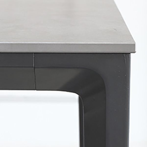 Gray Stone Top Dinette Table with Metal Legs Industrial Rectangle Dining Table