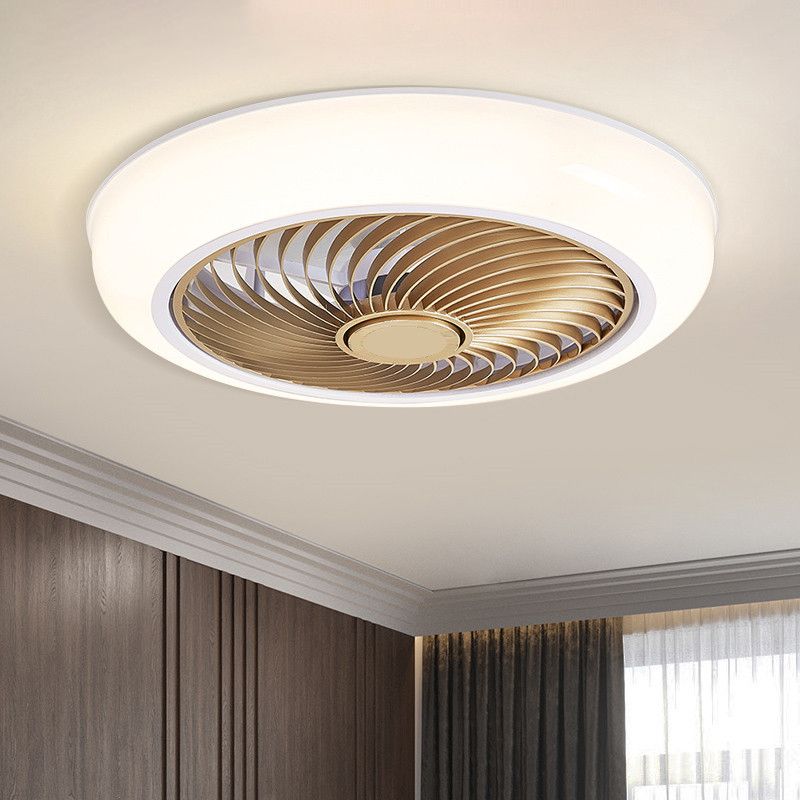 Ventola rotonda a filo leggero moderno moderno camera da letto acrilica a vento a led semifulto luce