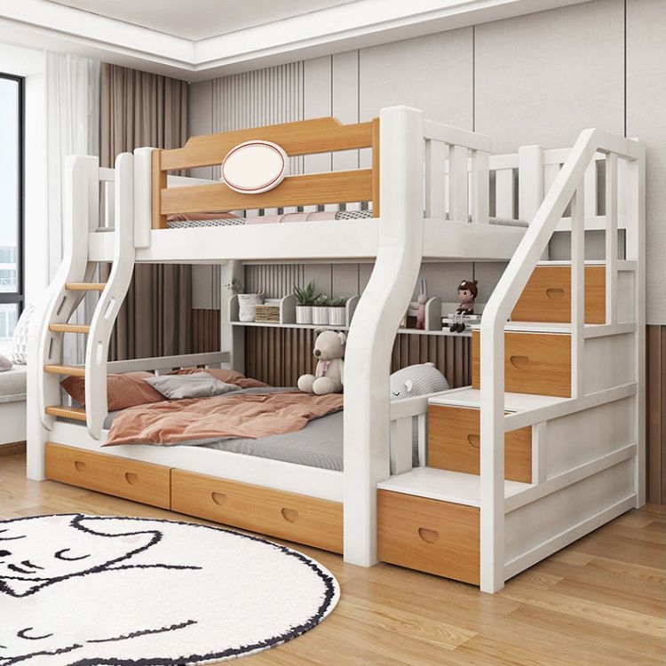 Solid Wood Standard Bed Natural Pine Kids Bed with Headboard