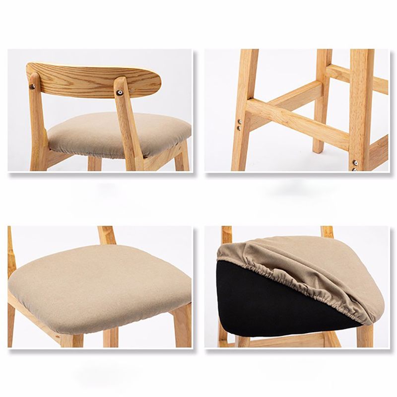 Modern Style Bar-stool Wooden Legs with Footrest Low Back for Kitchen Bar