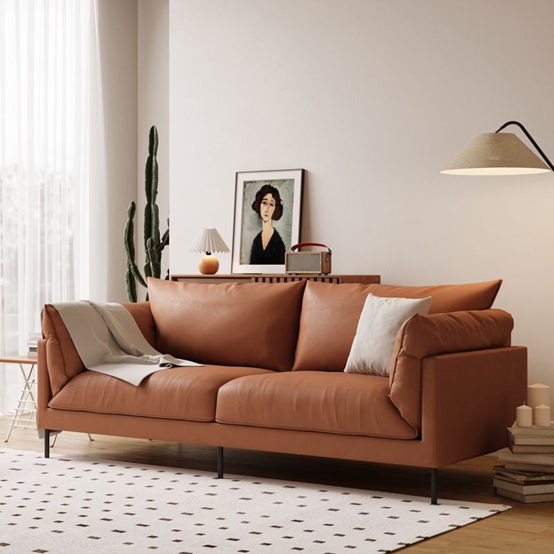 35.43" Wide Faux Leather Sofa Scandinavian Pillow Top Arm Sofa