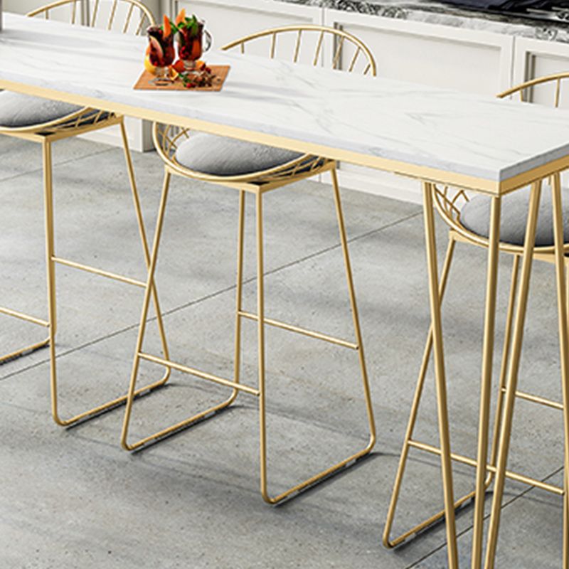 Stone Bar Dining Table Modern Rectangle Bar Table with 4 Legs Pedestal for Kitchen