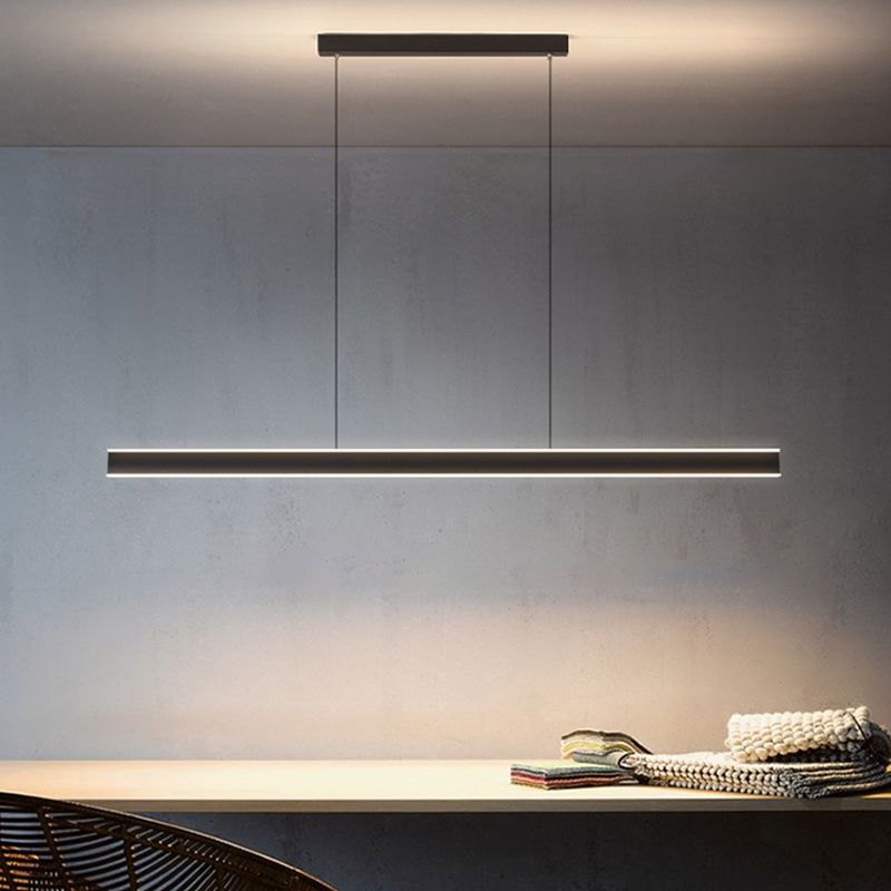 Modern Style Linear Shape Island Pendants Metal Pendant Lights in Black for Dining Room