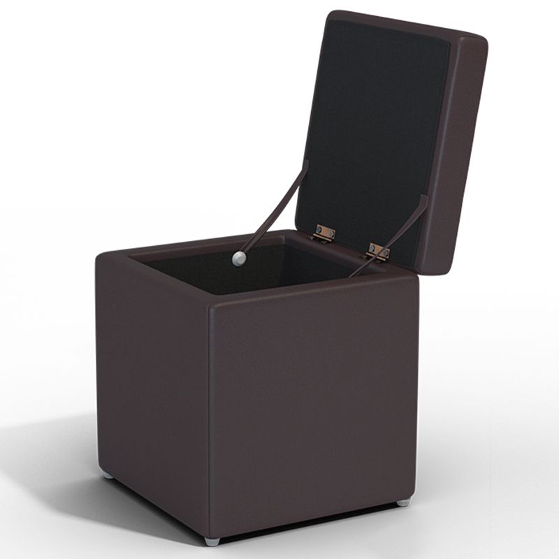 Tufted Mildew Resistant Ottoman Faux Leather Square Mid-Century Modern Cube Ottoman