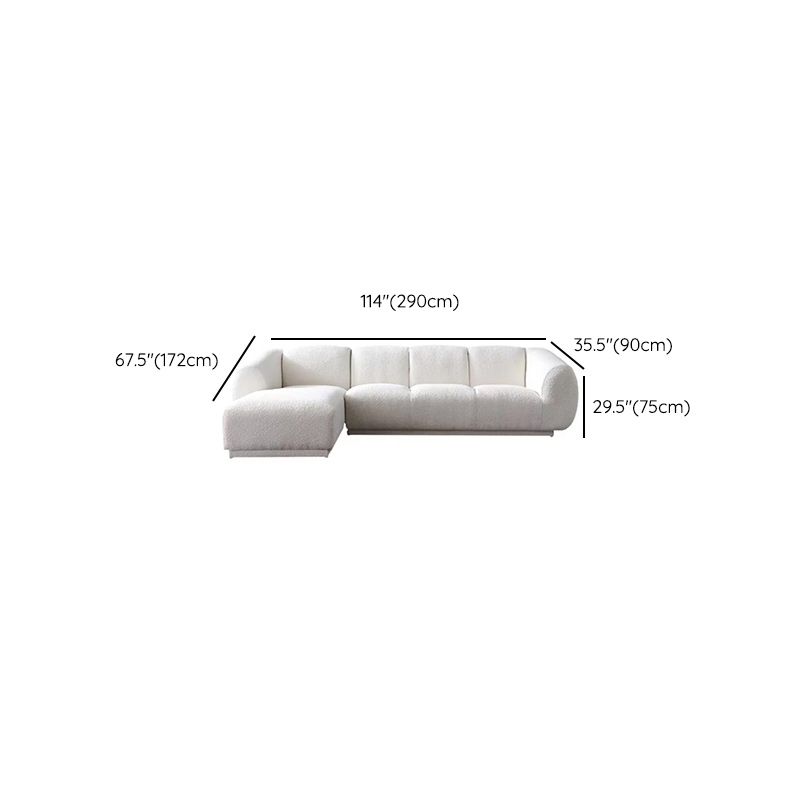 Minimalist Wool Sofa with Chaise in White 29.1" H Fabric Sofa