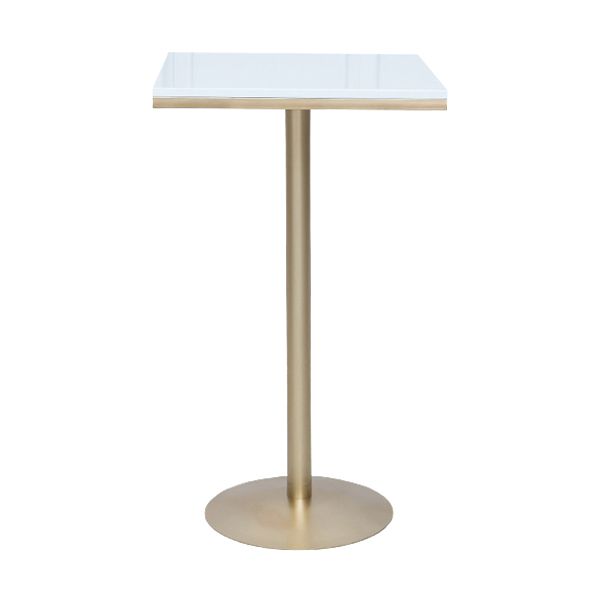 Solid Wood Bar Table Gold and Metal Base Bar Table for Kitchen Living Room Coffee Room