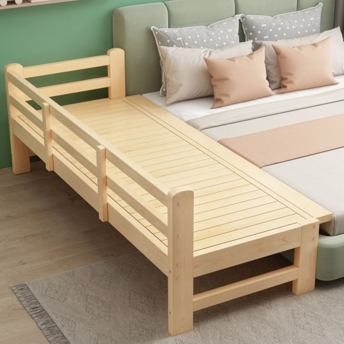 Contemporary Solid Wood Standard Bed Natural Kids Bed with Headboard