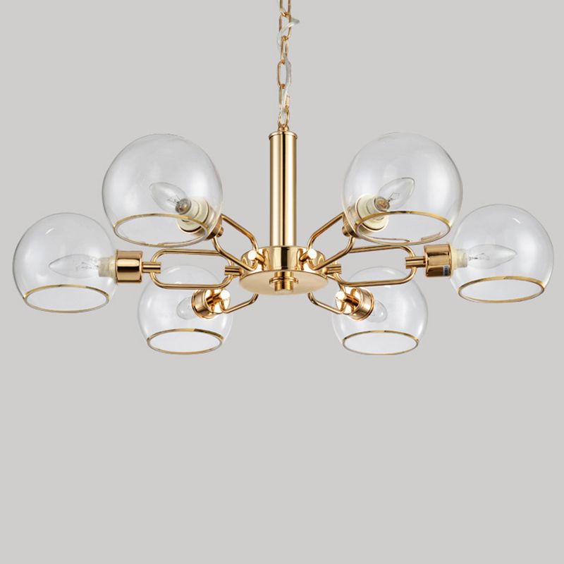 Modern Luxury Sputnik Pendant Light Wrought Iron Hanging Lamp with Clear Glass Shade