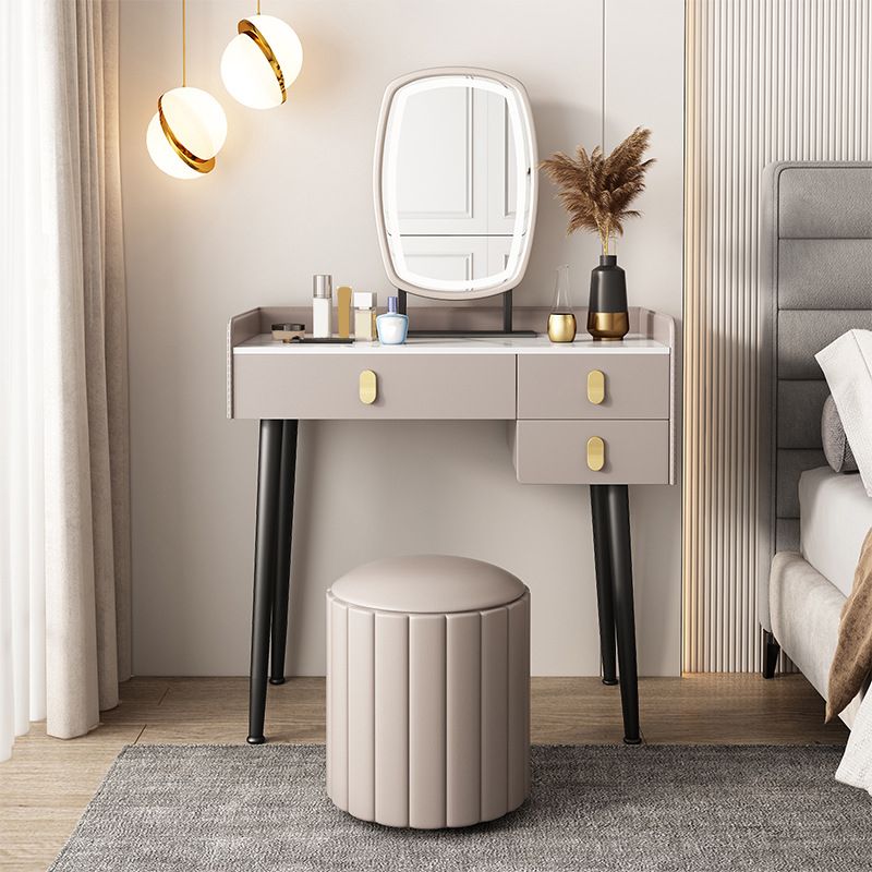 3 Drawers Makeup Table Desk Vanity Faux Leather Vanity Table