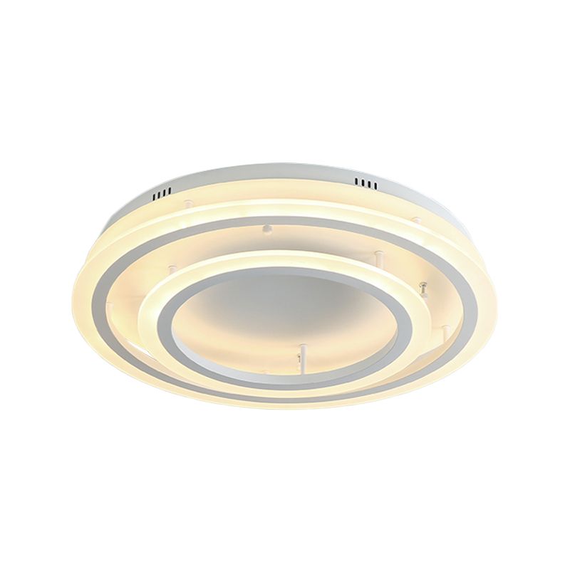 Acrylic Hoop Ceiling Lighting Contemporary LED White Flush Mount Lamp in Warm/White Light, 18"/29.5" Width