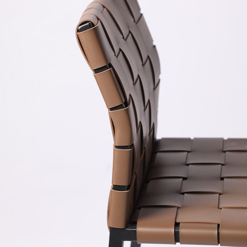 Modern Faux Leather Counter Stool Square Low Back Bar Stool for Indoor