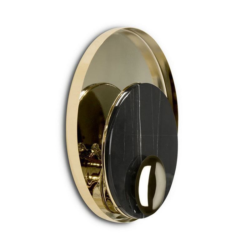 Modern Style Round Wall Sconce Lights Metal 1 Light Wall Mount Lighting