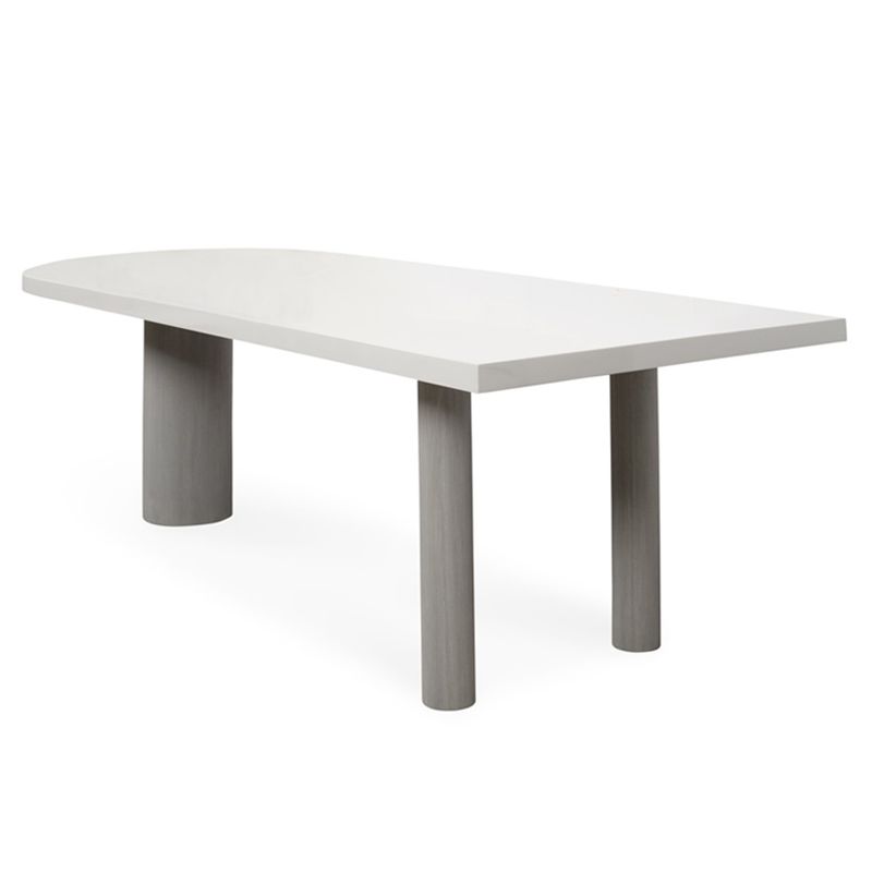 Irregular Pine Solid Wood Dining Table Modern White Top Island Table with 3 Legs
