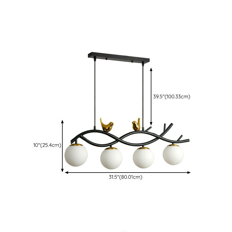 Industrial Kitchen Island Lighting Black Globe Shaded Ceiling Light for Home