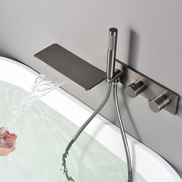 Modern Bath Faucet Solid Color Wall Mounted Waterfall Bathroom Faucet with Double Handle