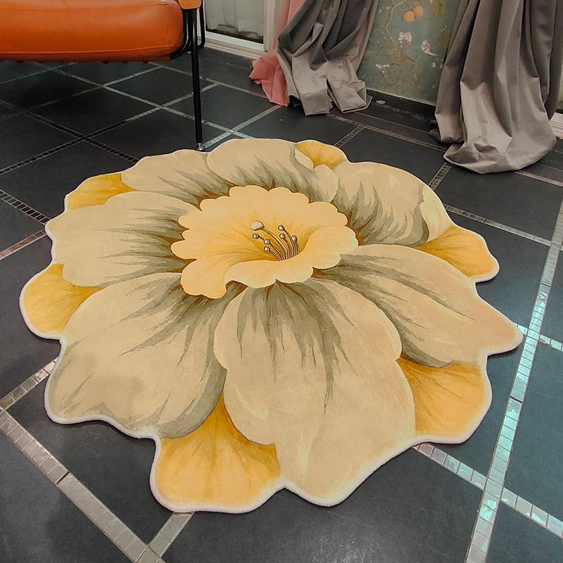 Irregular Flowers Shape Rug Living Room Carpet Polyester Washable Area Rug