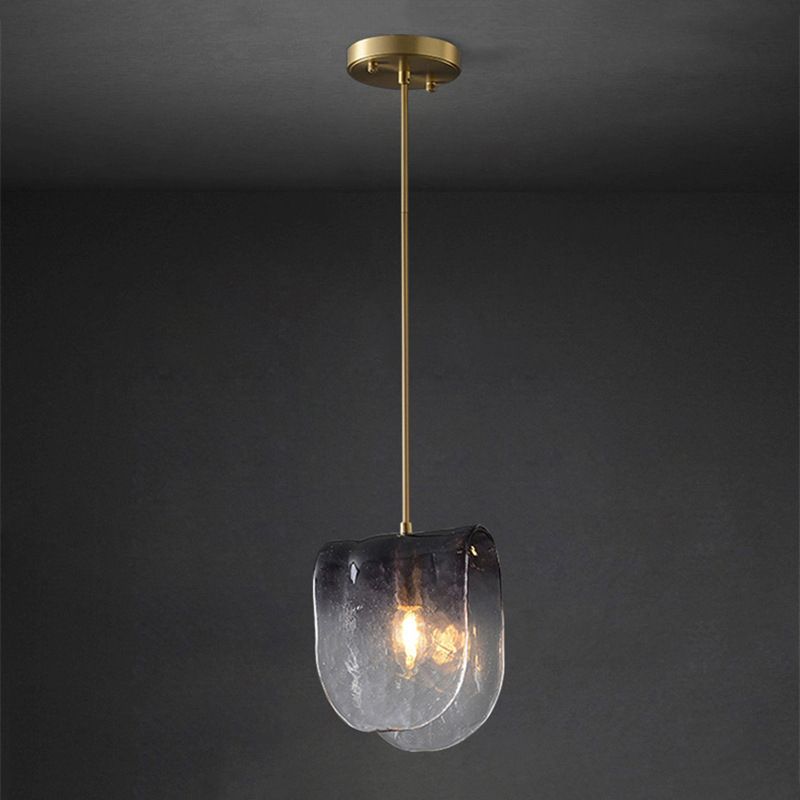 One-Light Unique Shape Cafe Hanging Light  Contemporary Gray Glass Drop Pendant
