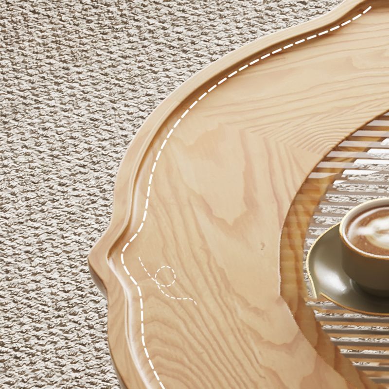 4 Legs Coffee Table No Distressing Solid Wood Coffee Table Set with Shelf