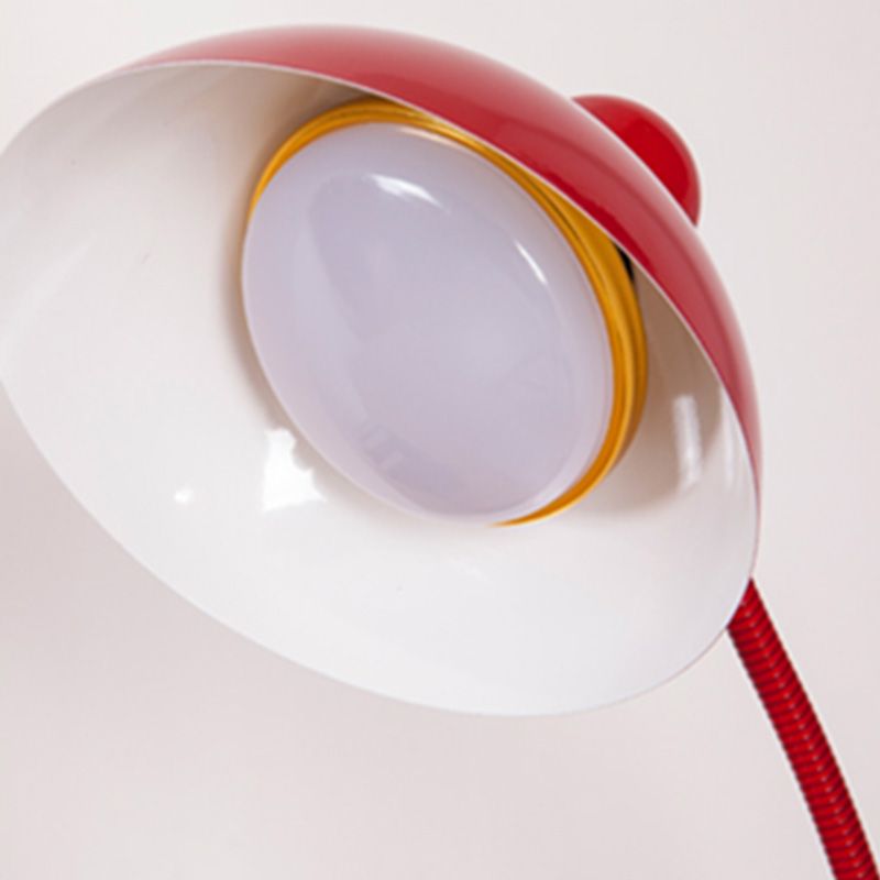Bowl Shade Flexible Reading Lamp Macaron Style Metal 1 Bulb Bedroom Table Light