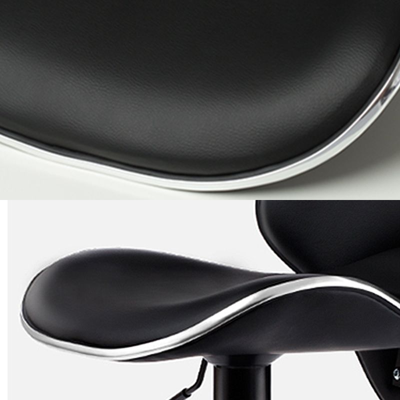 Taburete de bar moderno ajustable, respaldo, taburete de bar de cuero con giro en negro