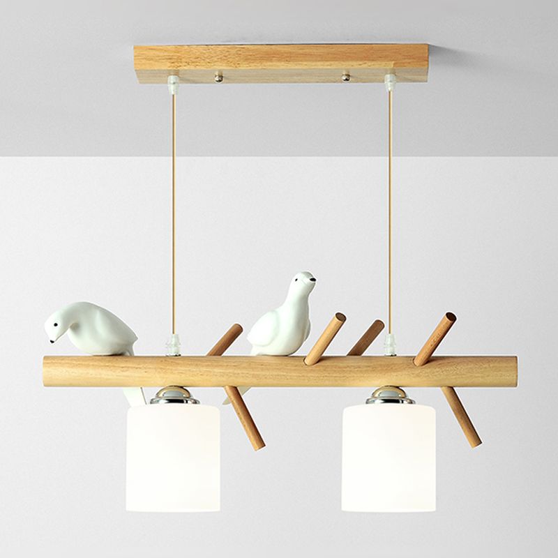 Hedendaags eilandlampen Cilinder Island Lights White Glass voor kookeiland