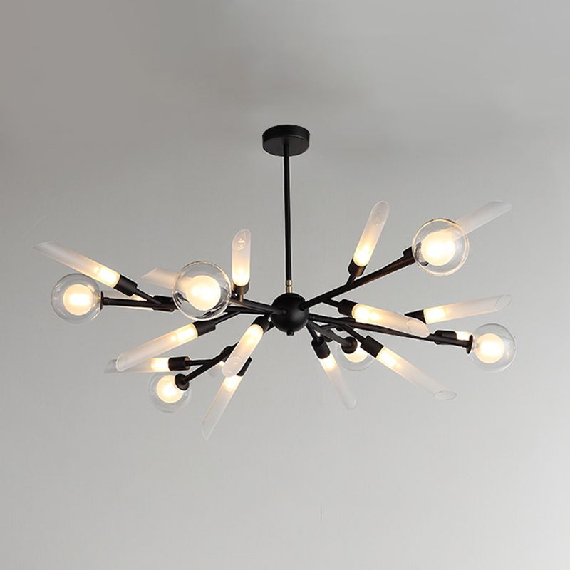 Post-Modern Metal Starburst Hanging Chandelier Light Glass Shade Ceiling Chandelier for Living Room