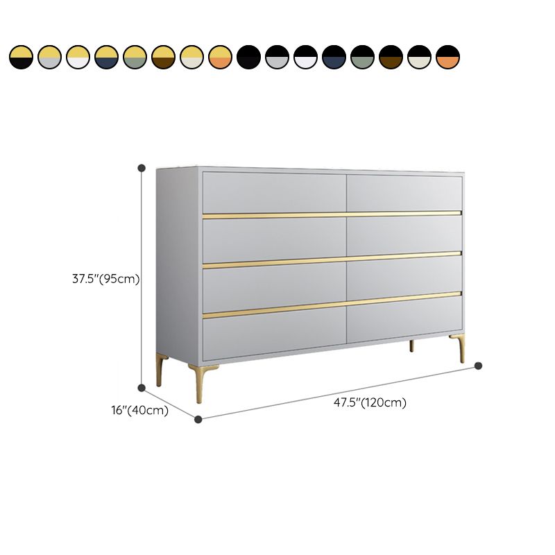 Glam Stone Storage Chest Bedroom Horizontal Chest with Drawers