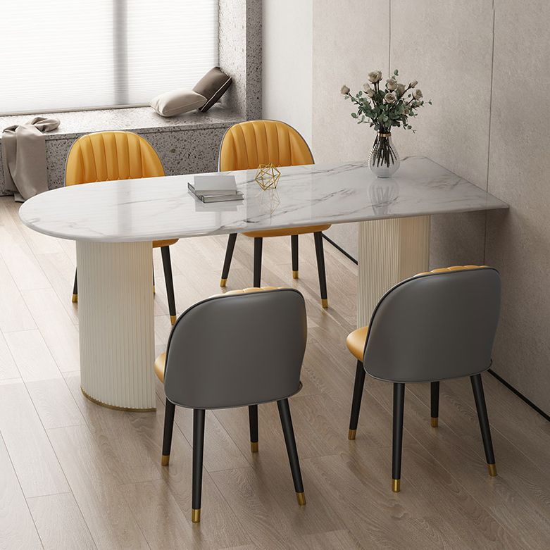 Zeitgenössischer Stil Stein Esstisch Doppelte Sockel Basis Freiformtisch für Zuhause
