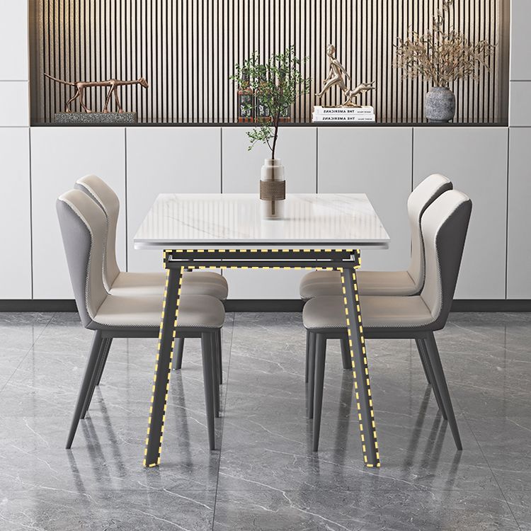 Industrial Dining Table with Leaf Extension Black Metal Base Dining Table