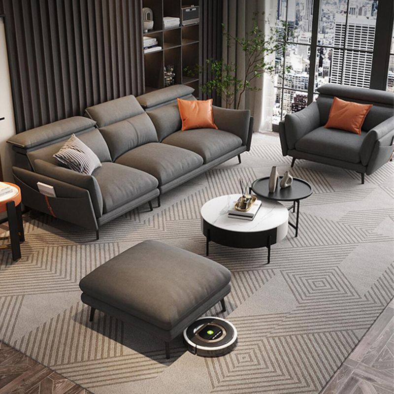Grey Faux Leather Sofa/Sectionals with Wear-Resistant and Stain-Resistant