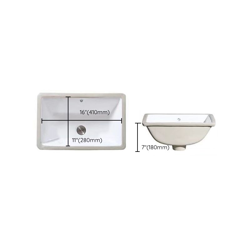 Modern Undermount Vanity Sink Oval Porcelain with Pop-Up Drain Bathroom Sink