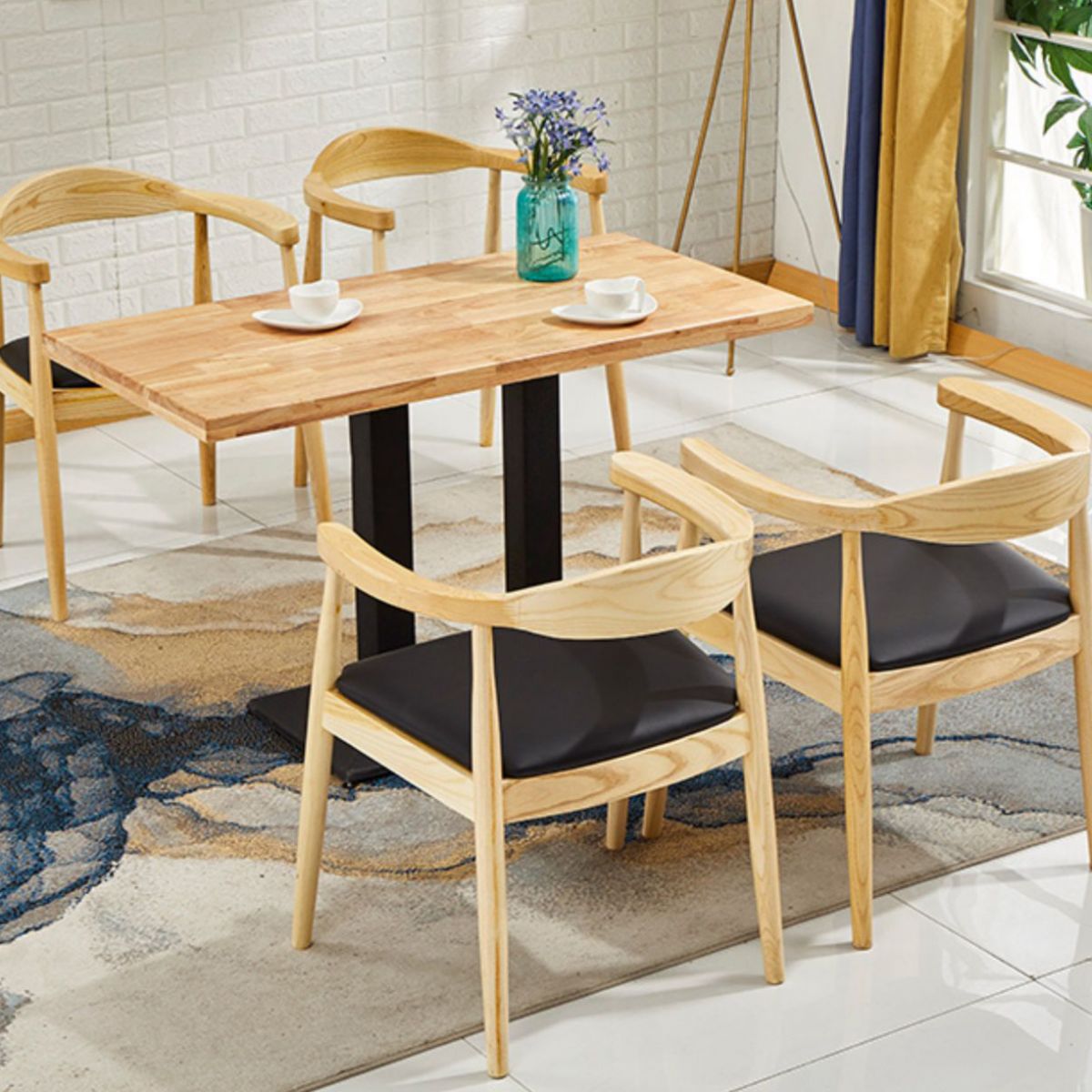 Scandinavian Style Wood Dining Chairs Open Back Dining Side Chair Home Side Chair
