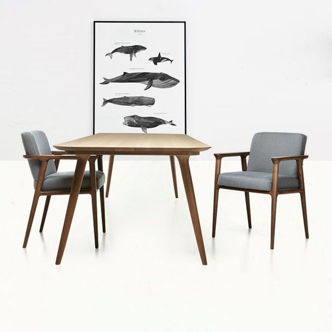 Rectangle Shape Wood Color Dining Table Solid Wood Table Contemporary with 4 Legs