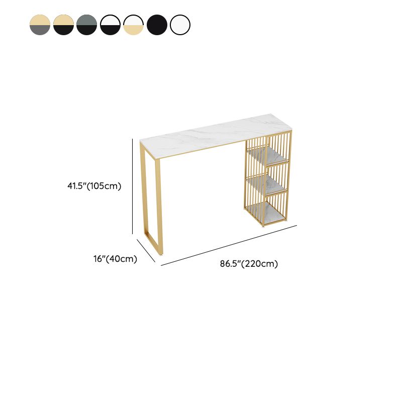 Industrial Style Bar Table Stone Rectangle Pub Table for Outdoor and Breakroom