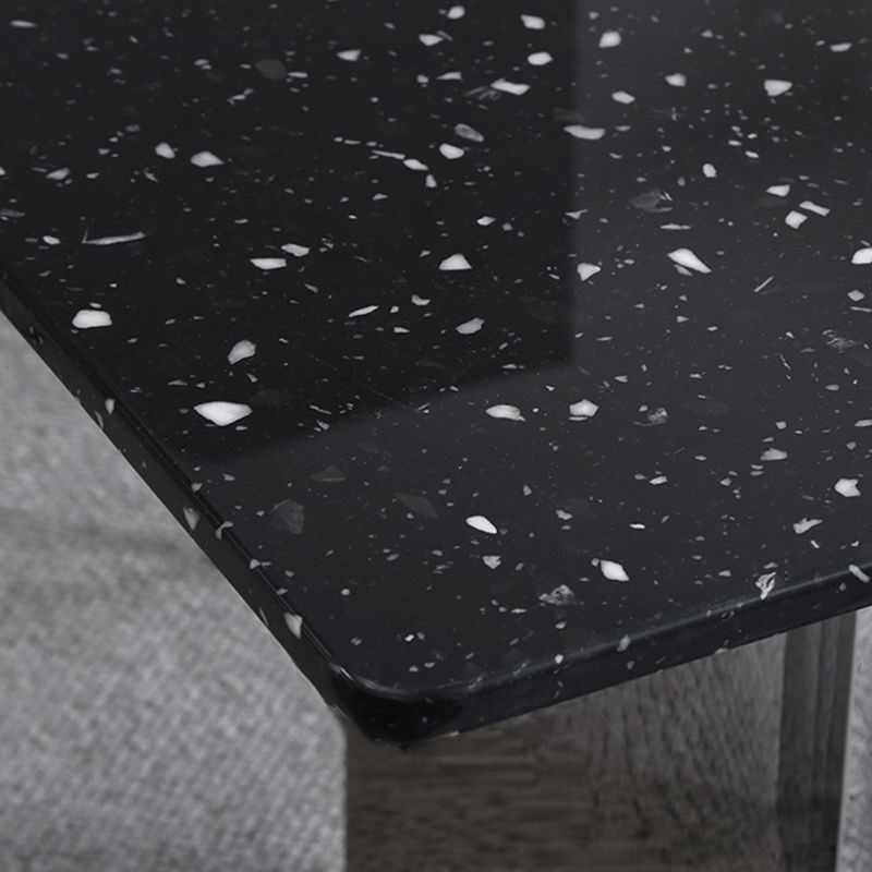 Black Stone Dining Table Set with Solid Back Chairs 1/2/4/5/7 Pcs Modern Dinette Set