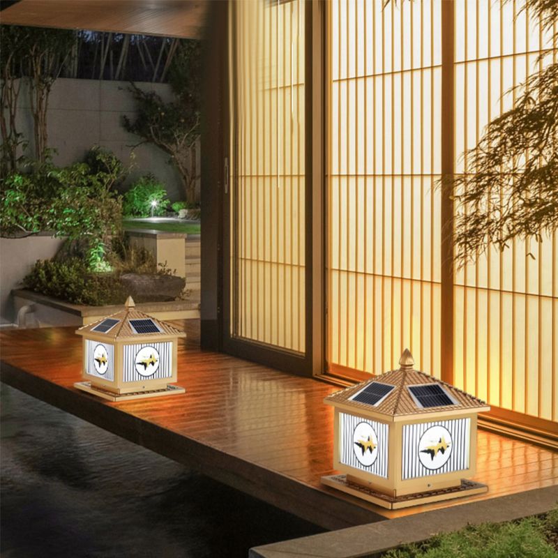 Contemporary LED Pillar Light Household Solar Lighting Fixture for Garden
