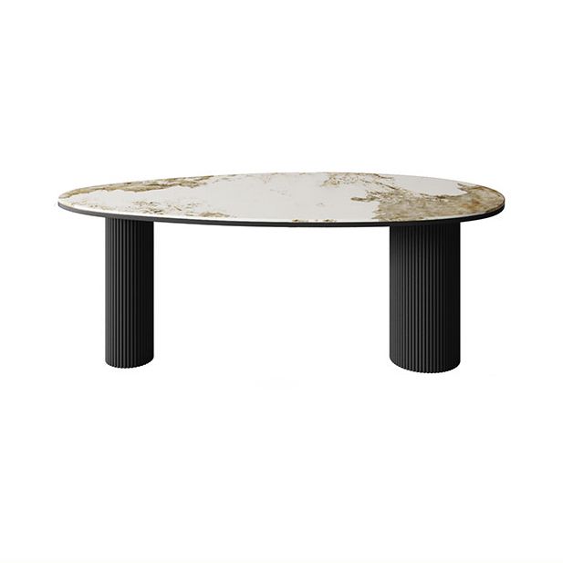Sintered Stone Top Dining Table Oval Table with Metal Base and 3 Legs