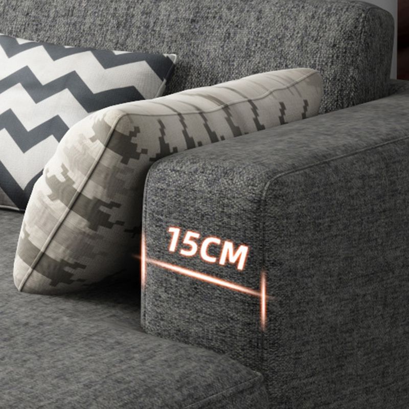 Blue/Gray 4-seater Square Arm Sectional Loose Back Fabric Sectional