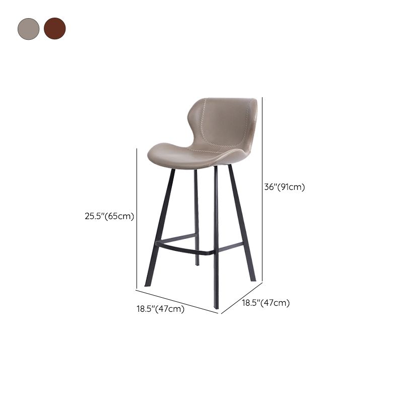 Modern Leather Bar Stool Low Back Footrest Counter Stool for Bristol